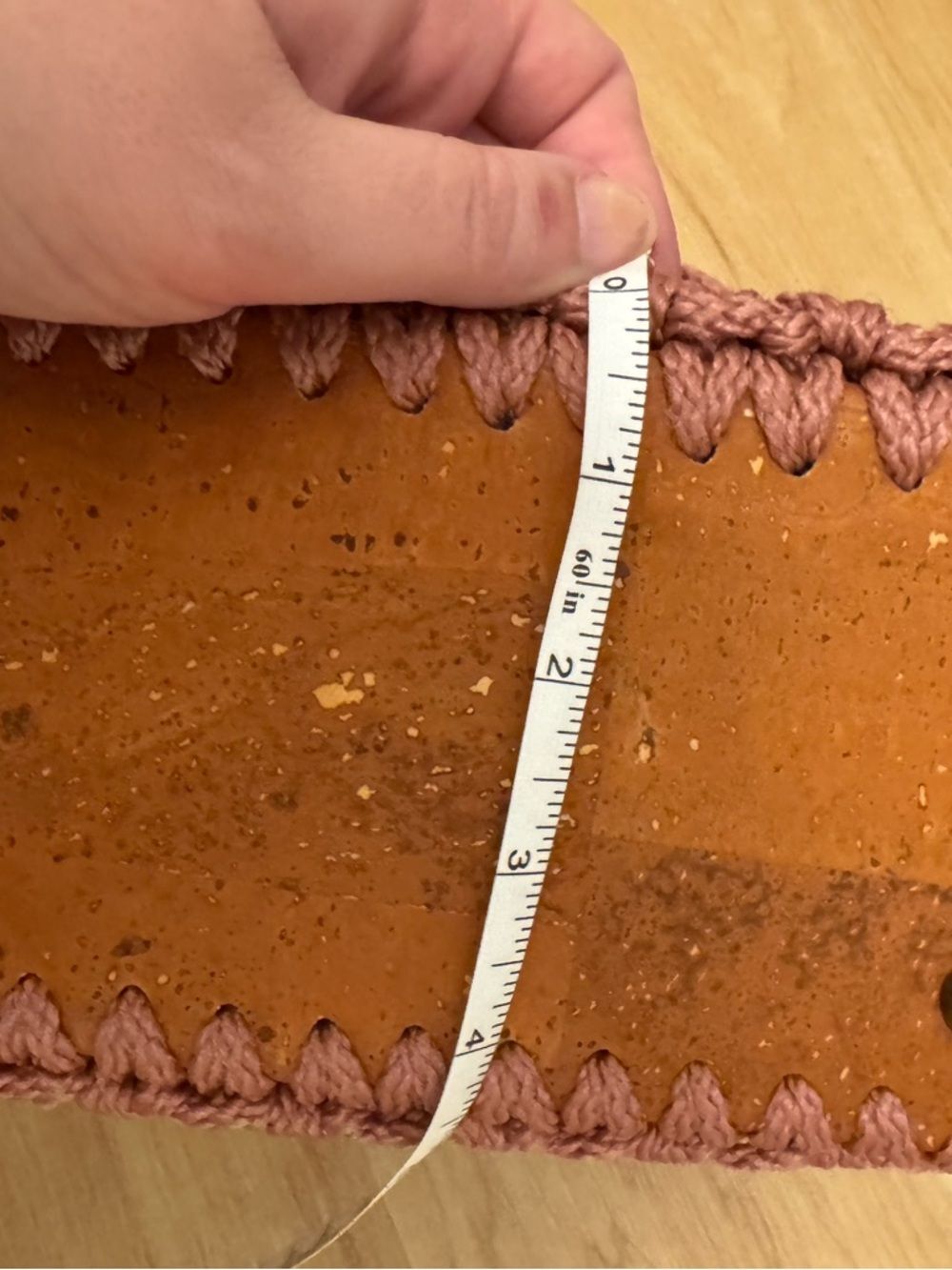 Handmade Rose Clutch Structured Macrame Heavy Bag with Cork Leather Base - Picture 9 of 10